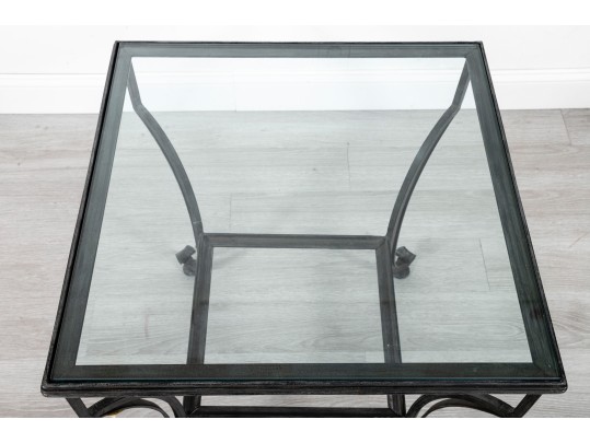 Glass And Iron Cocktail Table