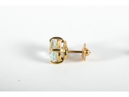 18k Yellow Gold Aquamarine Stud Earrings