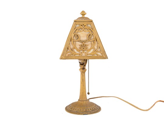 Art Deco Slag Glass Boudoir Table Lamp