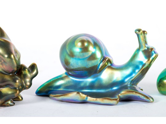 Zsolnay Hungary Eosin Iridescent Ceramic Animal Figurines