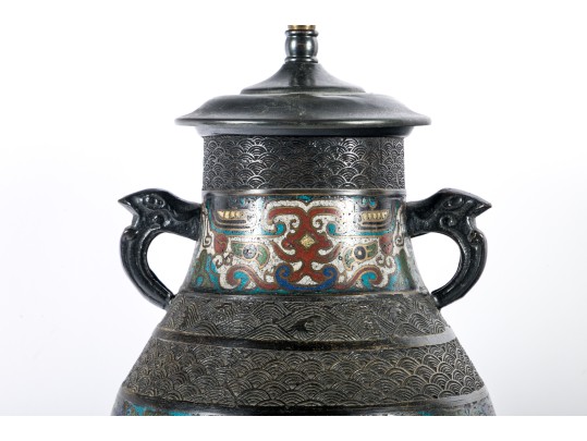 Nicely Aged Cloisonne Table Lamp