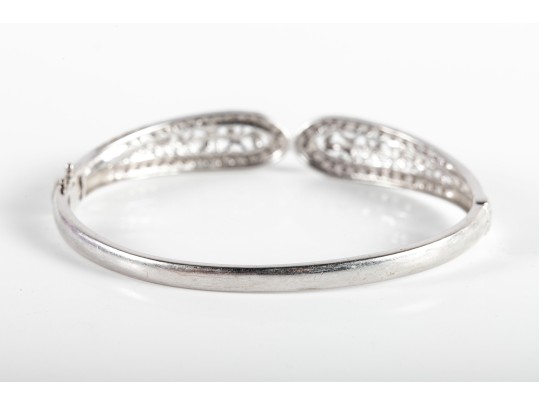 14k White Gold Moissanite Cuff Bracelet