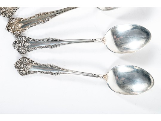 Simpson Hall Miller & Co. Sterling Silver Tea Spoons With Green Man/Lion Handles