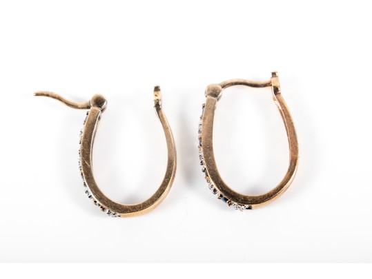 Sterling Vermeil Moissanite And CZ Hoop Earrings