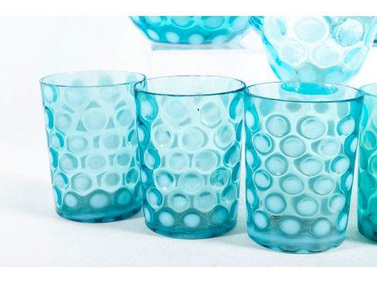 Blue Coin Spot Depression Glass Drinkware