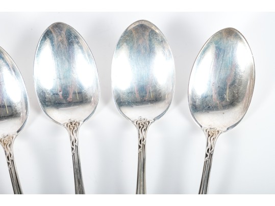 Simpson Hall Miller & Co. Sterling Silver Tea Spoons With Green Man/Lion Handles