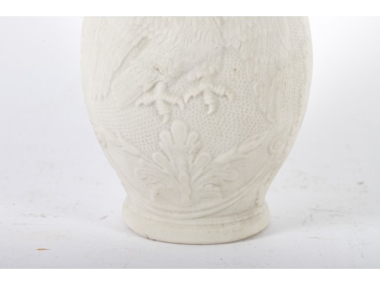 Antique Parian Porcelain Vase Depicting Eagles And Grapes