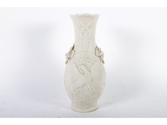 Antique Parian Porcelain Vase Depicting Eagles And Grapes