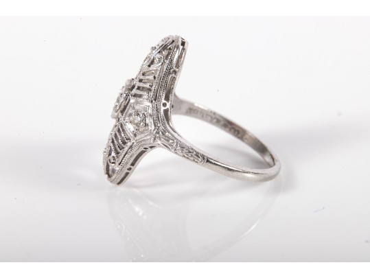 Shreve & Co. Platinum Moissanite Filigree Ring Size 3.5