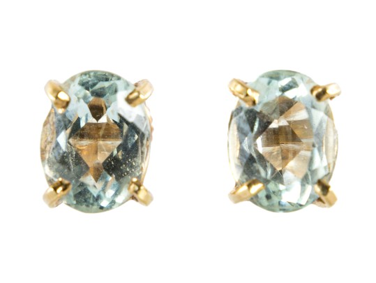 18k Yellow Gold Aquamarine Stud Earrings