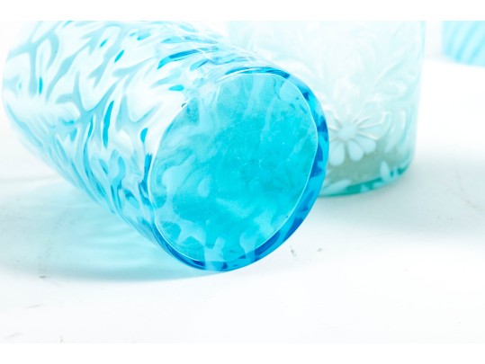 Variety Of Blue Depression Glass Tumblers