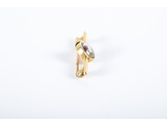 14k Yellow Gold MOP Mushroom-Motif Bar Pin