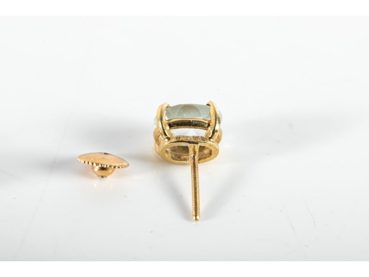 18k Yellow Gold Aquamarine Stud Earrings