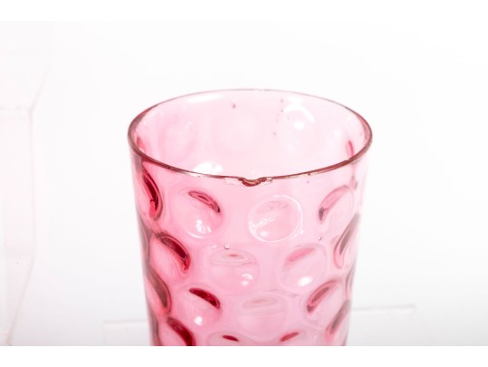 Fifteen Cranberry Coin Depression Glass Cups