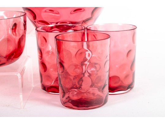 Cranberry Coin Depression Glass Tableware
