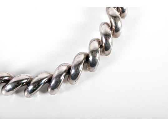 Chunky Sterling Silver Macaroni-Link Chain Necklace