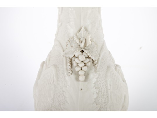 Antique Parian Porcelain Vase Depicting Eagles And Grapes