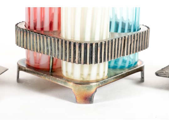 Colorful Striped And Coin Depression Glass Cruet Sets