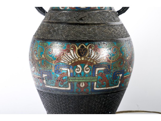 Nicely Aged Cloisonne Table Lamp
