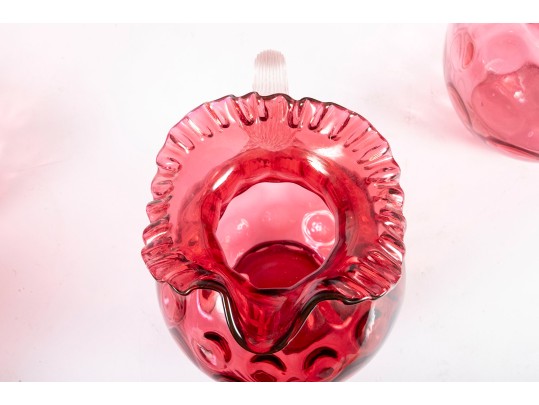 Cranberry Coin Depression Glass Pitchers