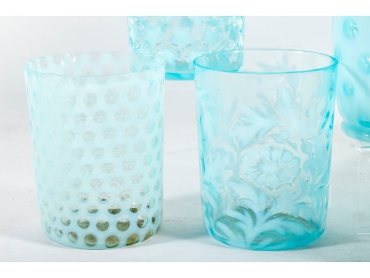 Variety Of Blue Depression Glass Tumblers