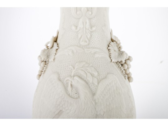 Antique Parian Porcelain Vase Depicting Eagles And Grapes