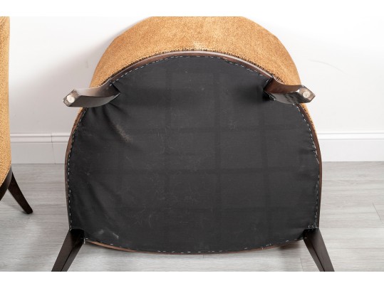 Hollywood Regency Styled Leopard Pattern Upholstered Barrel Chairs