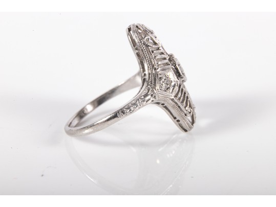 Shreve & Co. Platinum Moissanite Filigree Ring Size 3.5