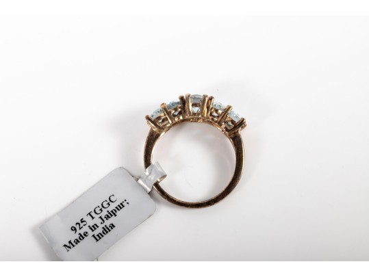 Sterling Vermeil Aquamarine Ring Size 6.75