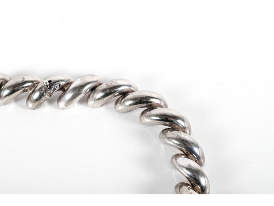 Chunky Sterling Silver Macaroni-Link Chain Necklace