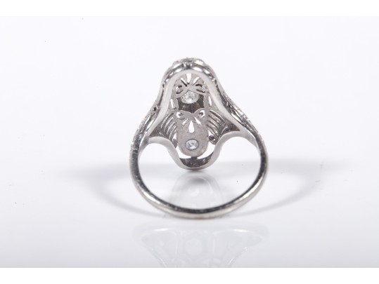 Shreve & Co. Platinum Moissanite Filigree Ring Size 3.5