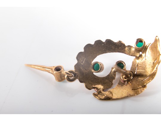 18k Yellow Gold Foliate Etched Earrings