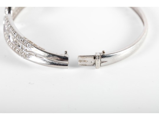 14k White Gold Moissanite Cuff Bracelet