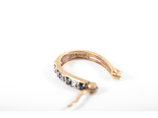 Sterling Vermeil Moissanite And CZ Hoop Earrings