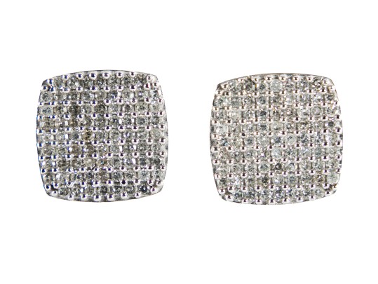 10k White Gold Diamond Pave Earrings