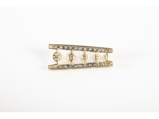 10k Yellow Gold Cultured Pearl And Diamond Ladder Pendant