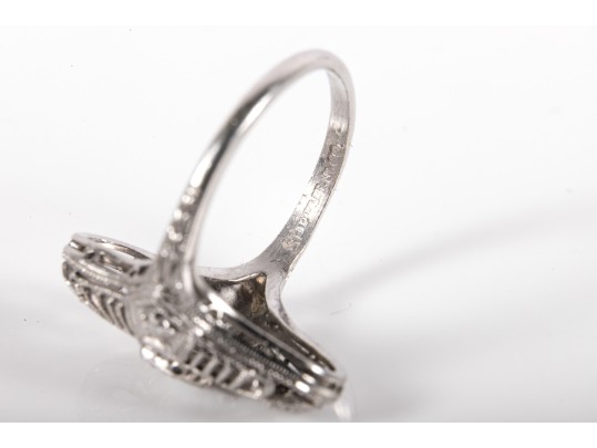 Shreve & Co. Platinum Moissanite Filigree Ring Size 3.5