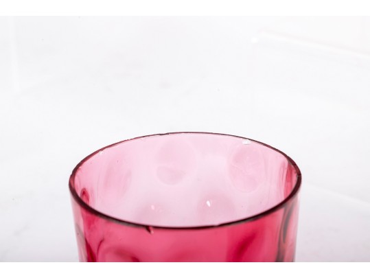 Fifteen Cranberry Coin Depression Glass Cups