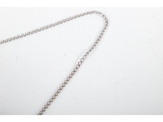 14k White Gold Diamond And White Sapphire Abstract Heart Pendant Necklace