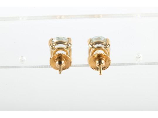 18k Yellow Gold Aquamarine Stud Earrings