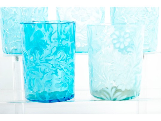 Variety Of Blue Depression Glass Tumblers