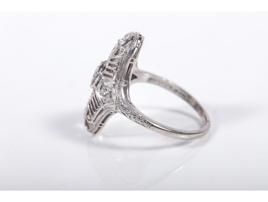 Shreve & Co. Platinum Moissanite Filigree Ring Size 3.5