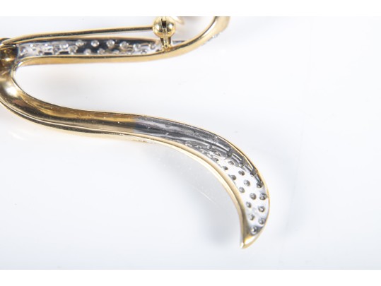 14k Yellow Gold Diamond Brooch