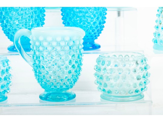 Blue Hobnail Depression Glass Perfume Decanters And Vases