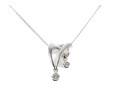 14k White Gold Diamond And White Sapphire Abstract Heart Pendant Necklace