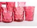Fifteen Cranberry Coin Depression Glass Cups
