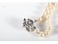 14k White Gold Two-Strand Cultured Pearl And White Sapphire Bracelet
