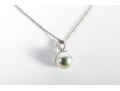 Dainty 14k White Gold Gray Cultured Pearl Pendant Necklace