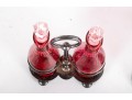 Cranberry Glass Cruets And Salt Cellar