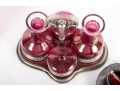 Cranberry Glass Cruets And Salt Cellar